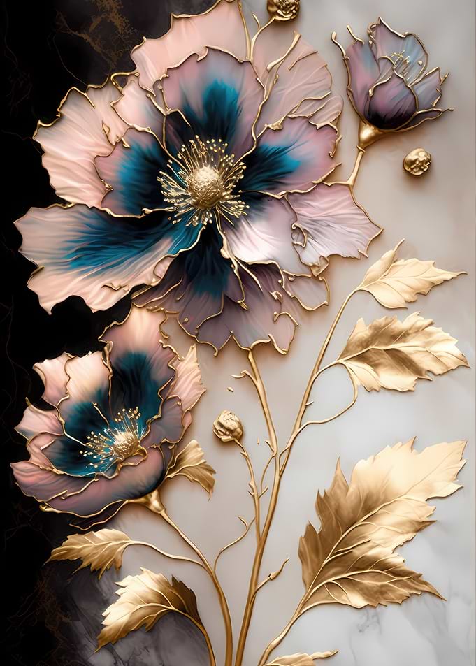 Gold Floral abstract