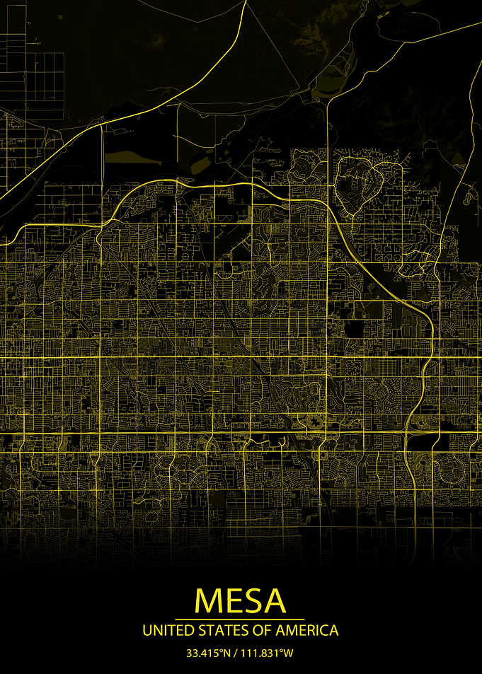 Mesa Arizona Yellow Map