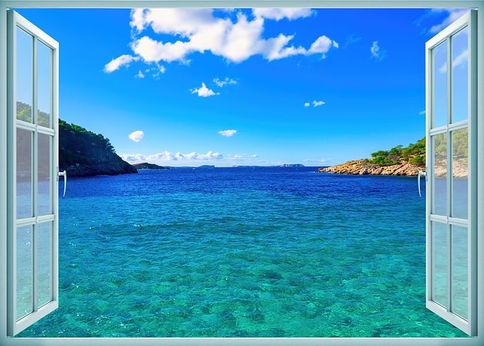 Open window beach paradise