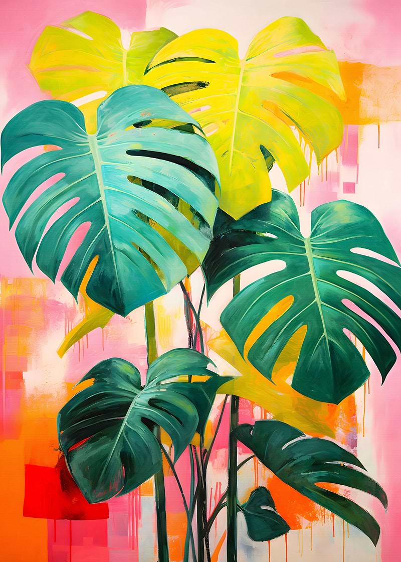 Botanical Symphony — monstera botanical metal print