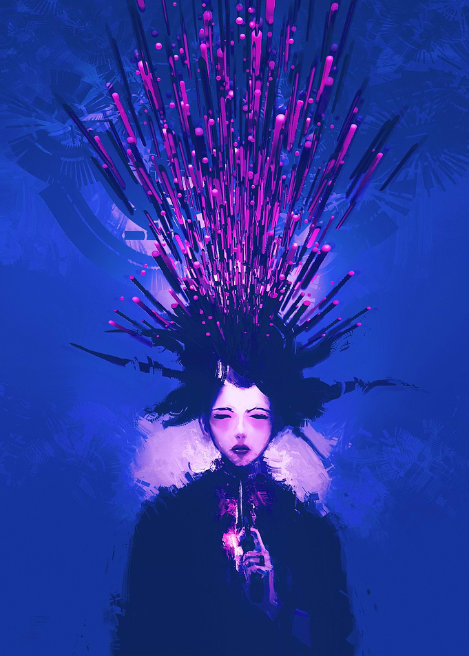 Woman with gun Cyberpunk