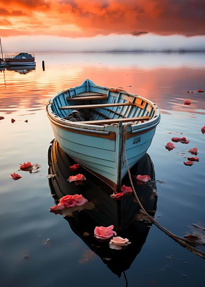 water with flowers art