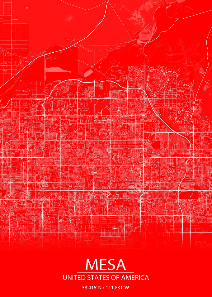 Mesa Arizona Red White Map