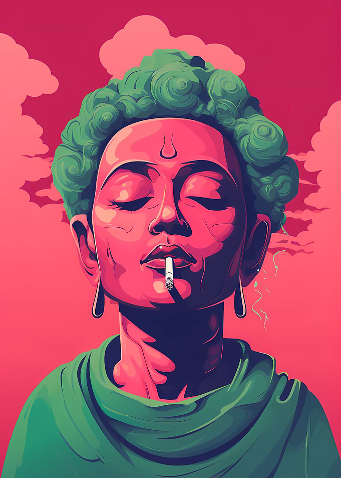 Chilling smoking buddha