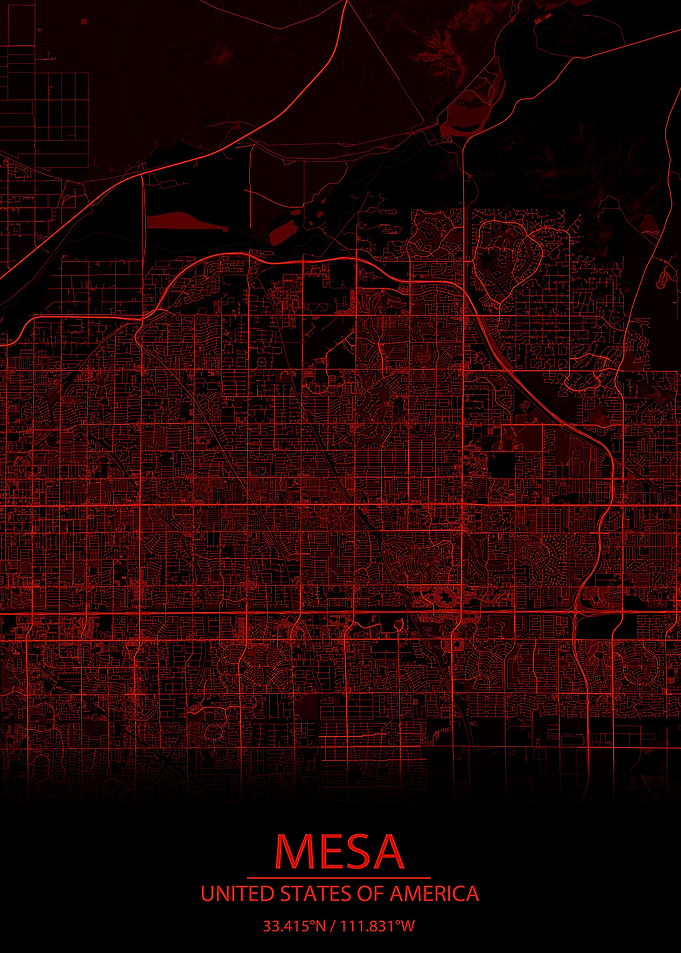 Mesa Arizona Red Black Map