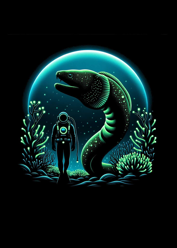Scuba Diver and Moray Eel