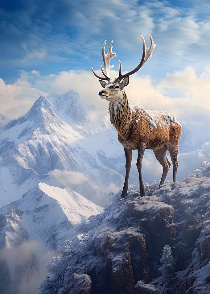 Deer Sunset Mountains