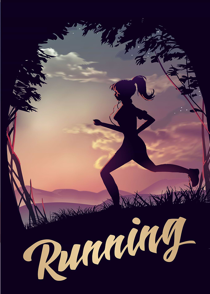 running in sunrise light