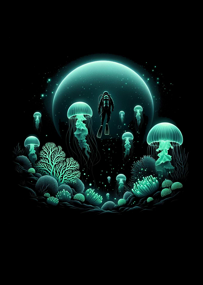 Scuba Diver and Jellyfish