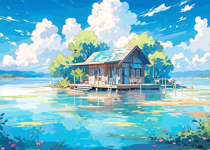 Anime Lake Fishing House