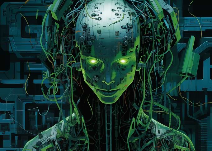 Green Cyberpunk Robot