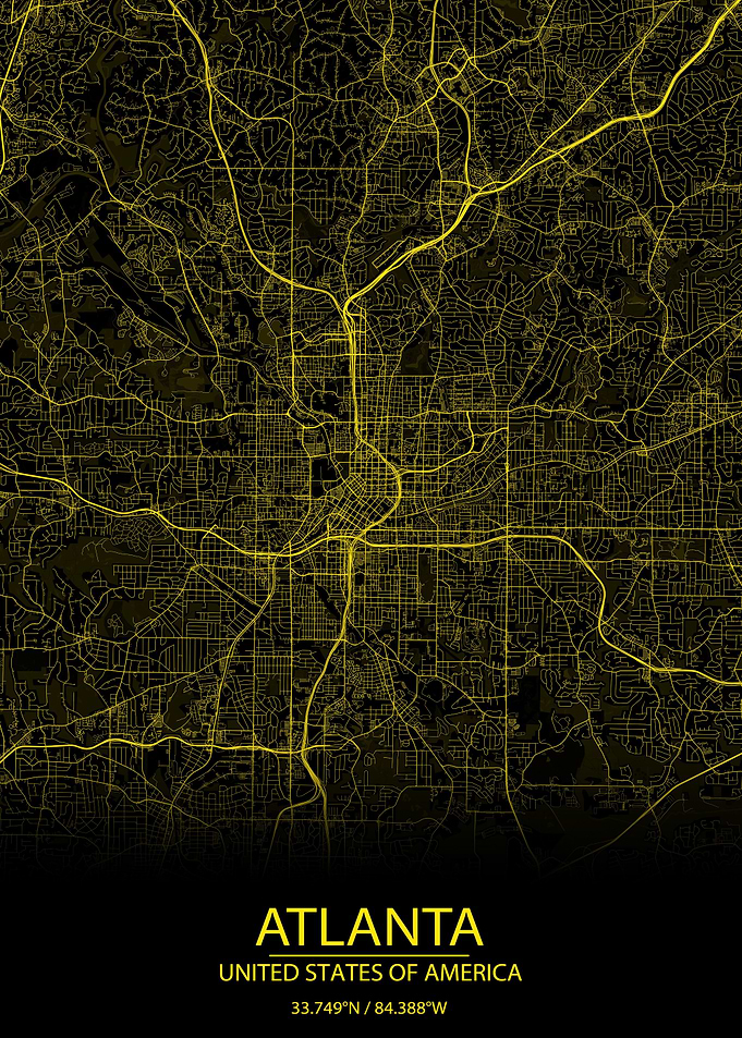 Atlanta Georgia Yellow Map