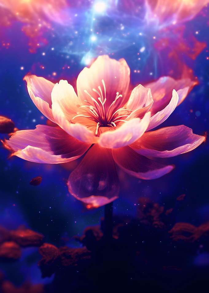 Sakura Neon Cosmic Flower