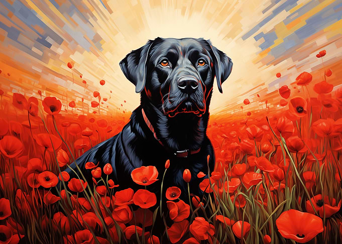 Labrador in poppies