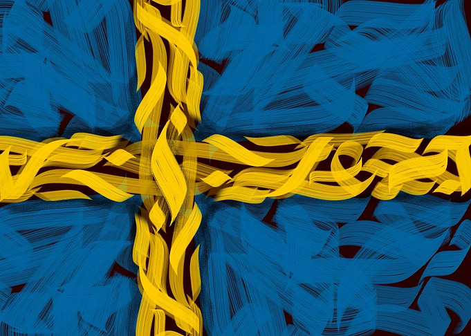 Sweden Flag Calligraphy
