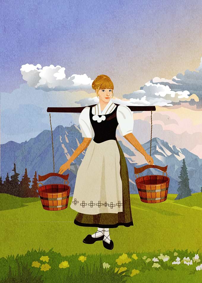 Norwegian girl carrying wa