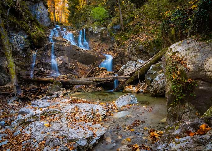 Waterfall in autumn