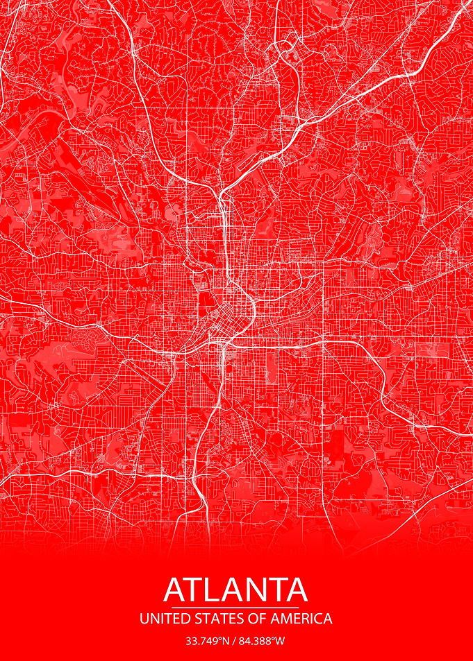 Atlanta USA Red White Map
