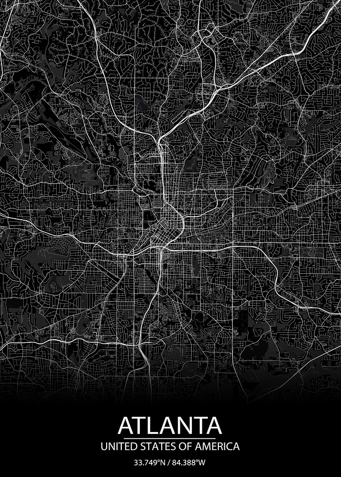 Atlanta Georgia Black Map