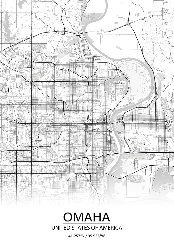 Omaha Nebraska White Map