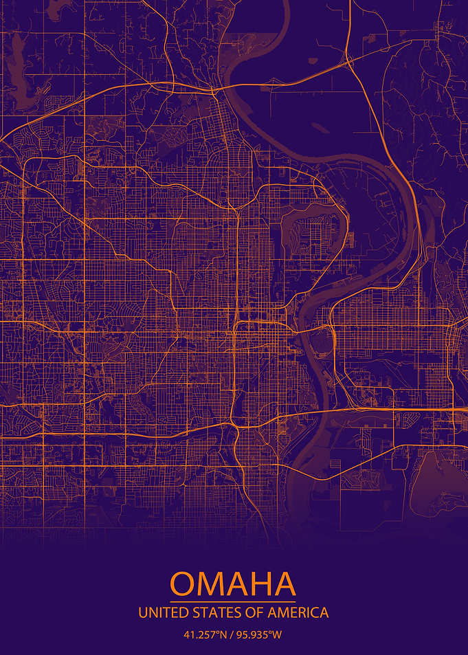 Omaha Nebraska Purple Map