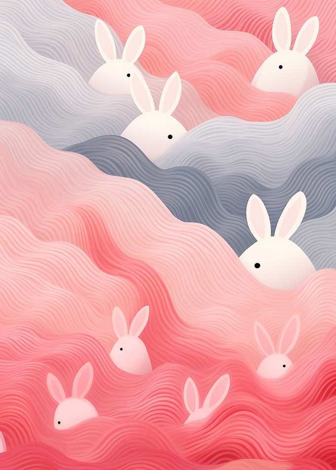 Bunnies In Wavy Nature