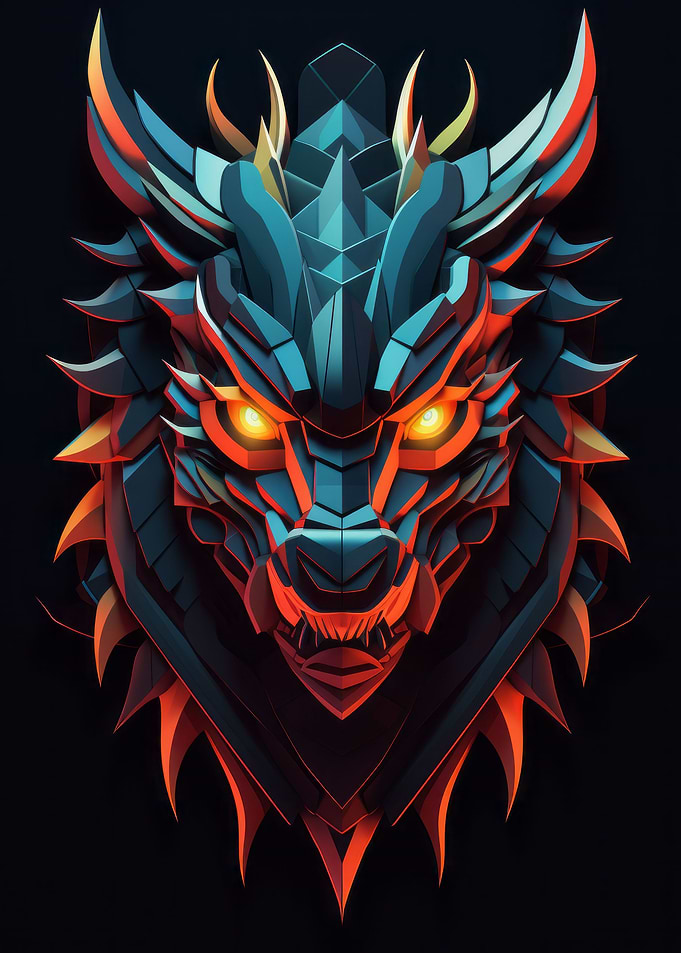 Geometric Cutout Dragon