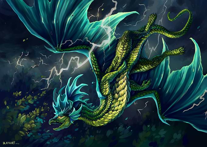 Green Dragon in storm