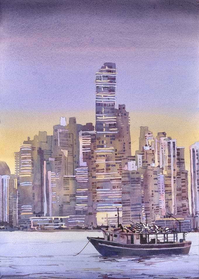 Watercolor Panama City art