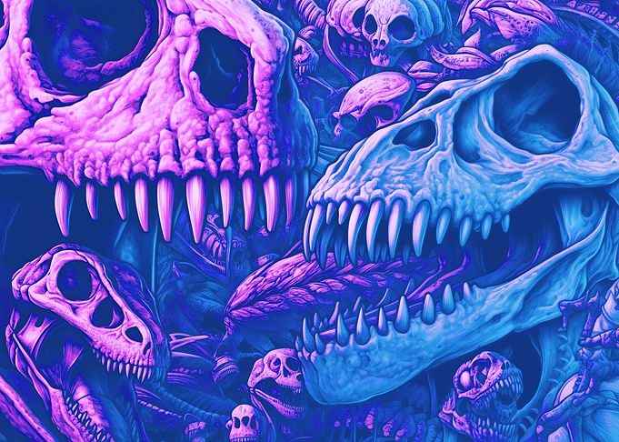 Dinosaur Fossils Cyberpunk