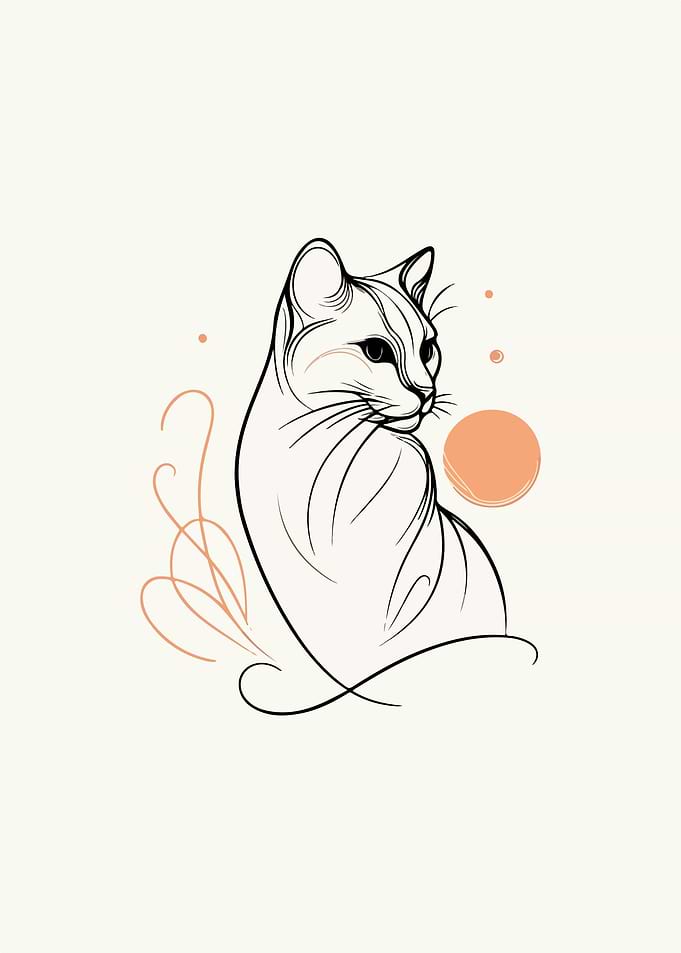 Contemplative Cat Siluet
