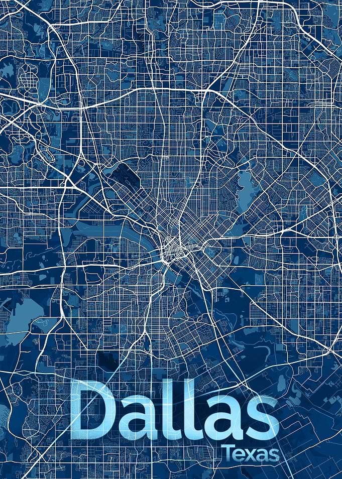 Dallas City Street Map Art
