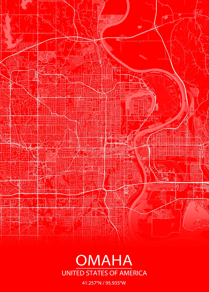 Omaha USA Red White Map