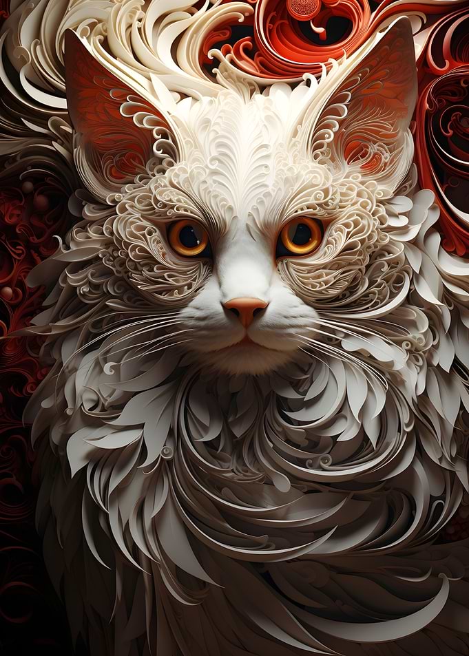 White Cat in flowers