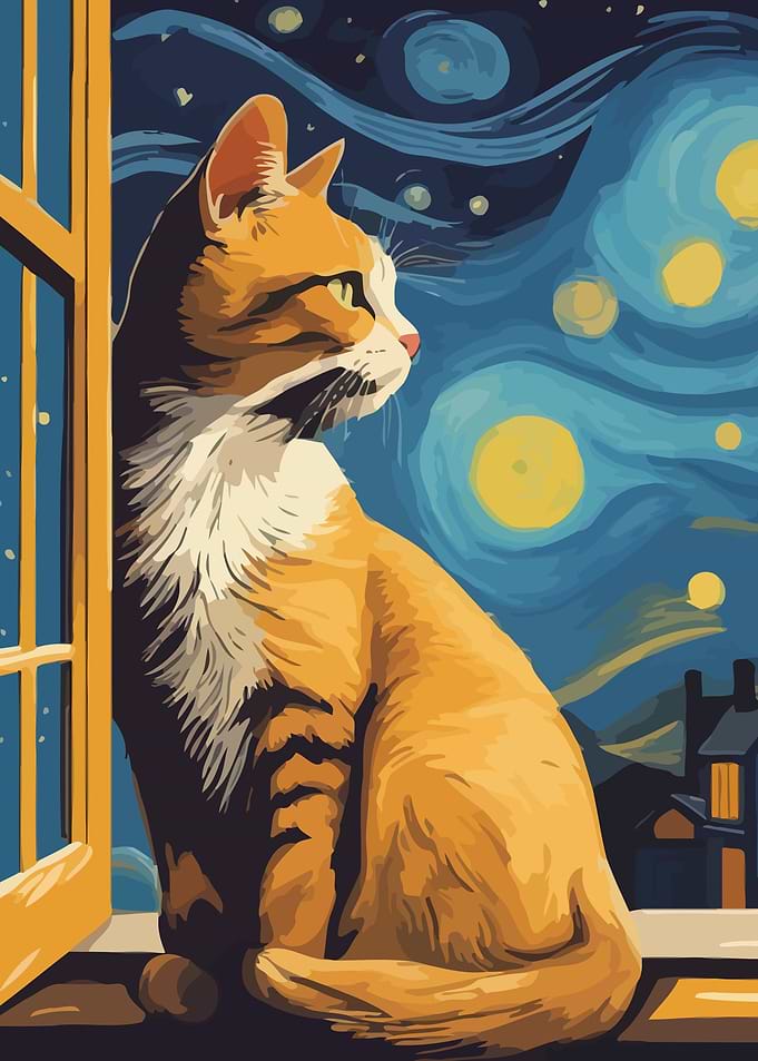 Starry Night Cat