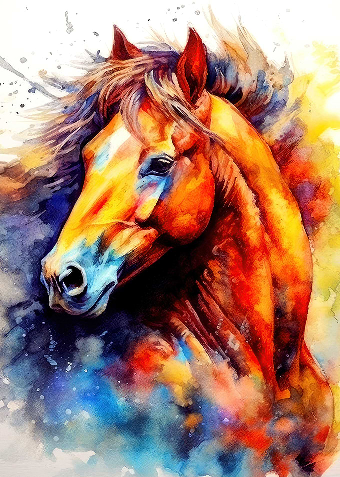Horse watercolor art