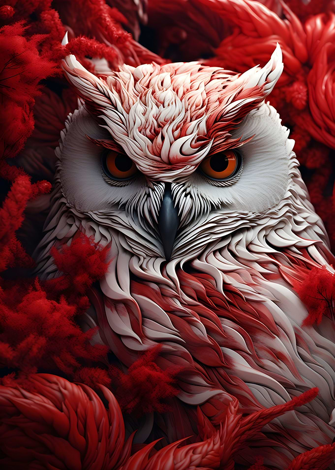 White Owl in flowers