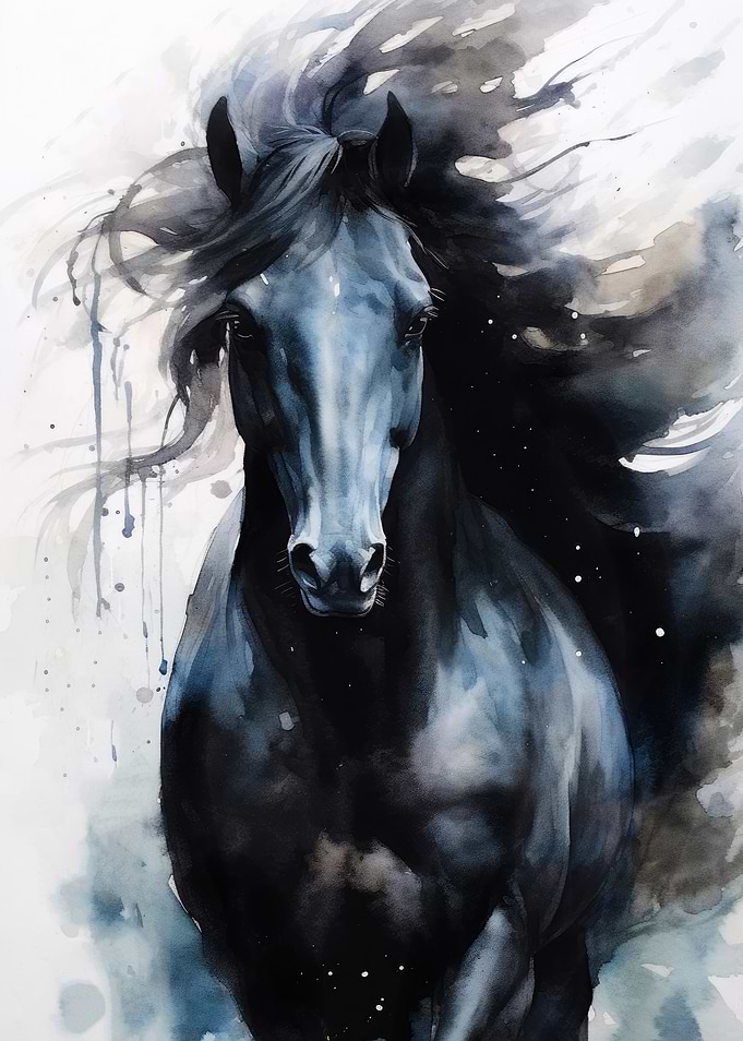 Horse watercolor art