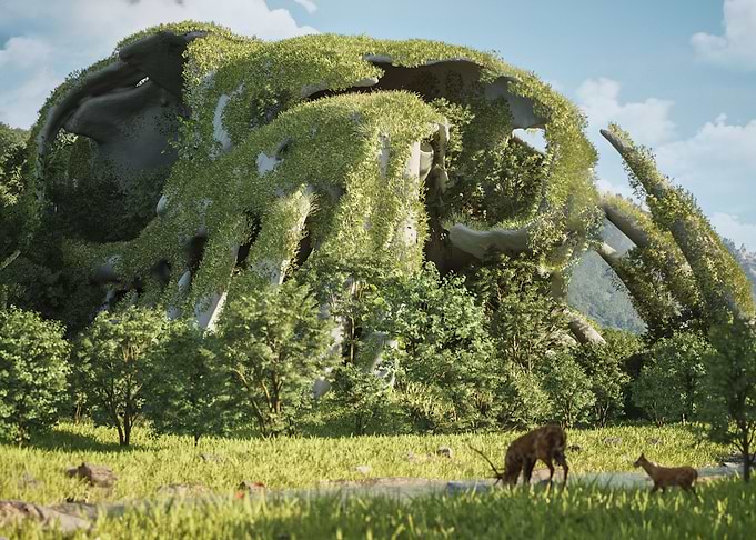 Huge Overgrown Snake Skull