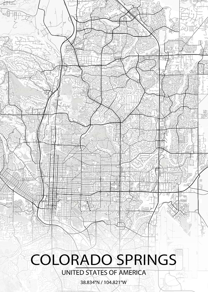 Colorado Springs White Map