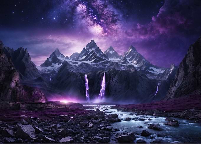 Violet Mountain Landscape
