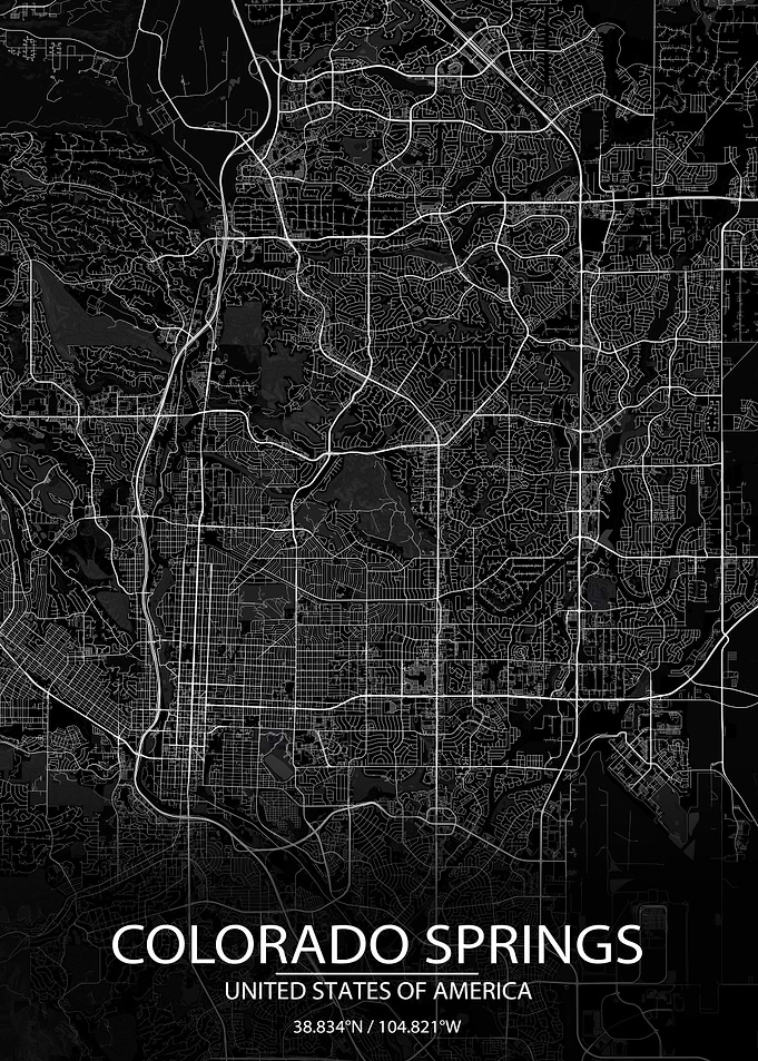 Colorado Springs Black Map