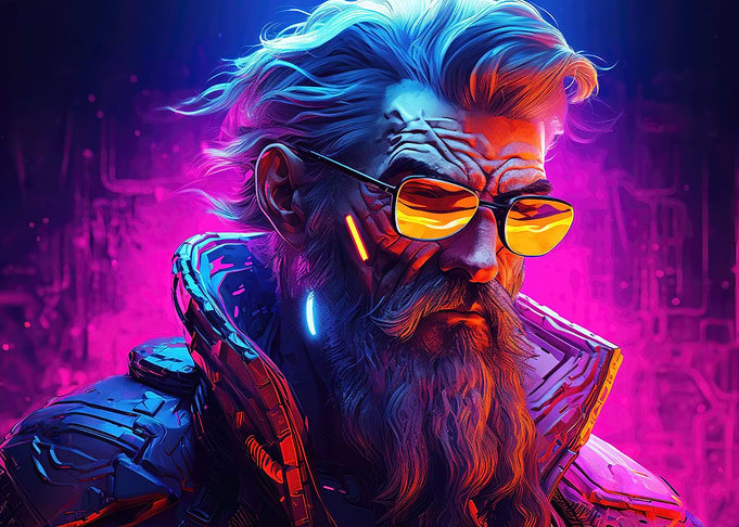 Cyberpunk futuristic man