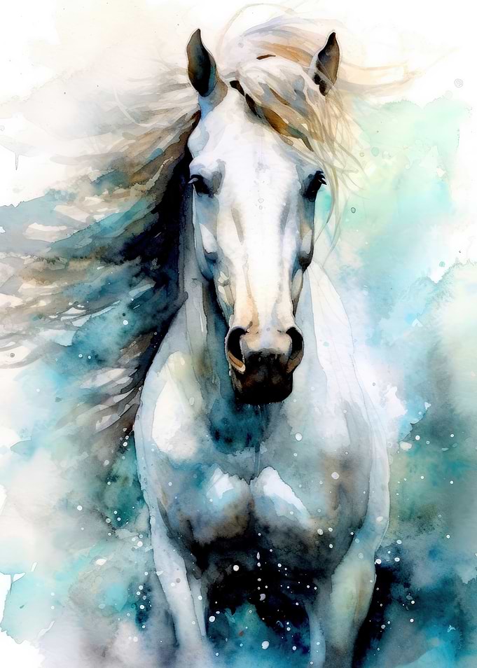 Horse watercolor art