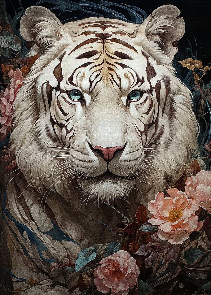 White Tiger Floral Bliss