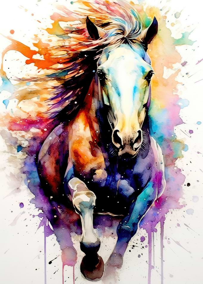 Horse watercolor art