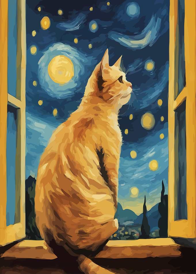 Starry Night Cat