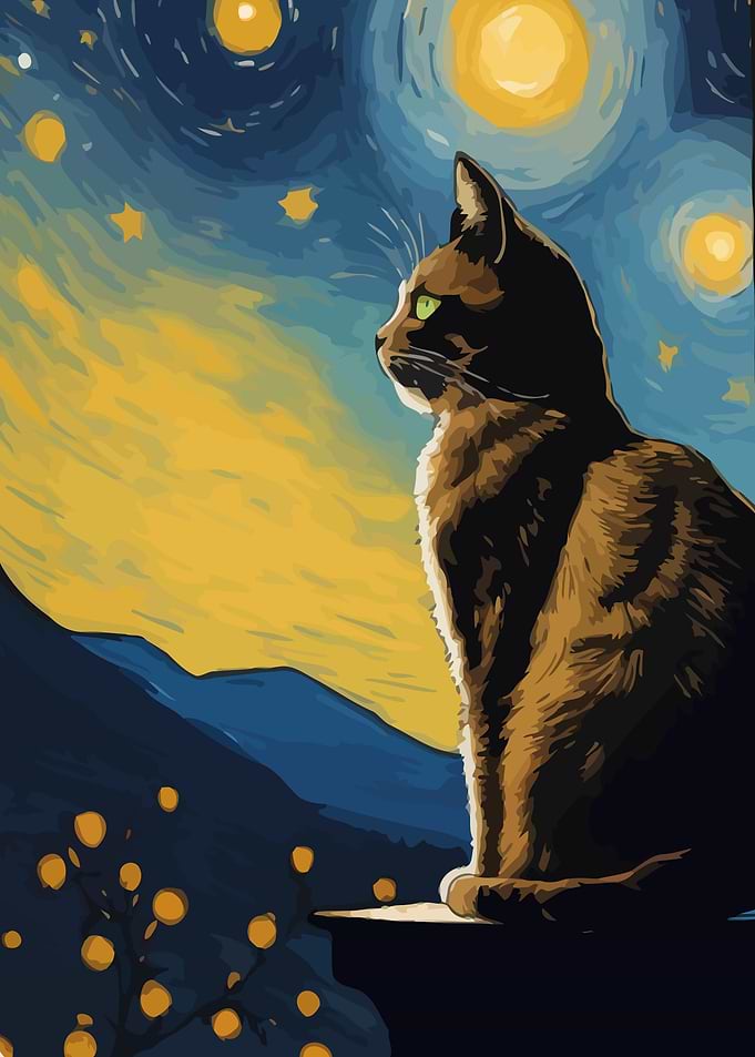 Starry Night Cat