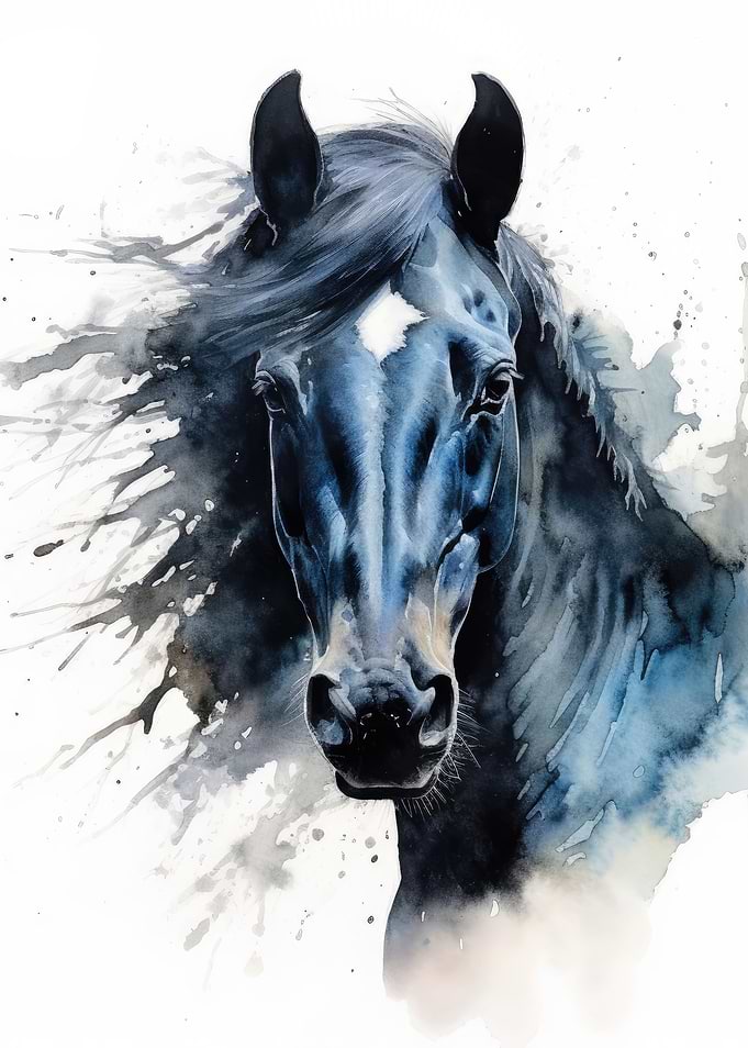 Horse watercolor art