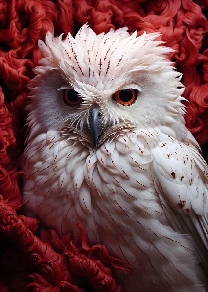 White Owl in flowers